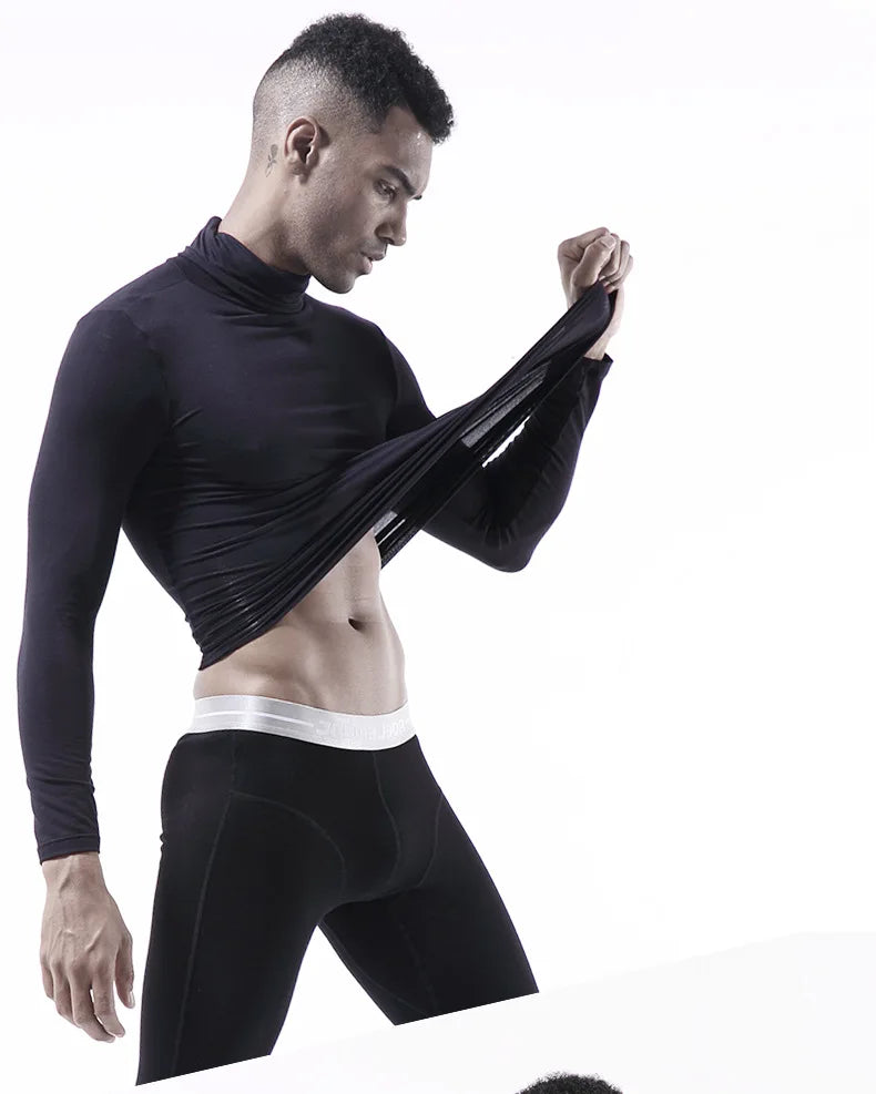 Men Thermal Long Sleeve Turtleneck T-shirts