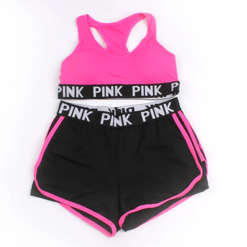 2 PC Set  Bra+Hip Lifting Sports Shorts Workout Set