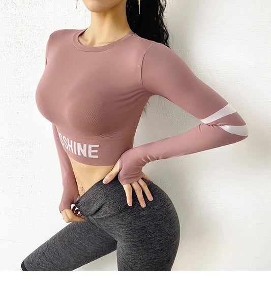 Gym Tank Crop Top Running Long Sleeve Blouse