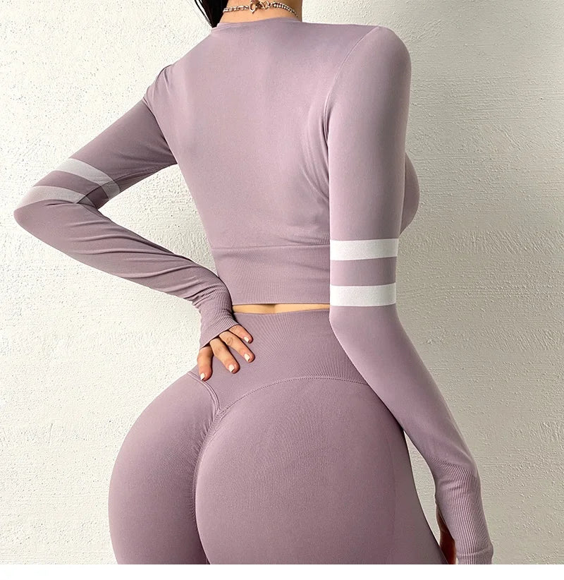 Gym Tank Crop Top Running Long Sleeve Blouse