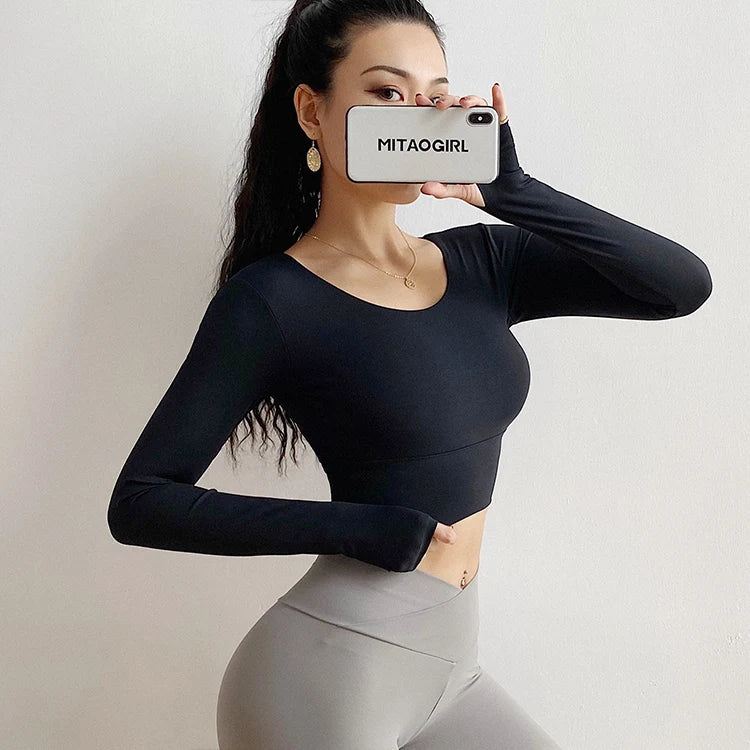 Sexy back Workout Long Sleeve Top