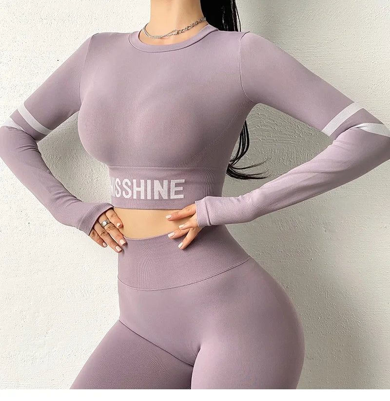 Gym Tank Crop Top Running Long Sleeve Blouse