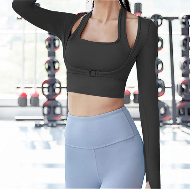 Padded Long Sleeve Women Yoga Shirt