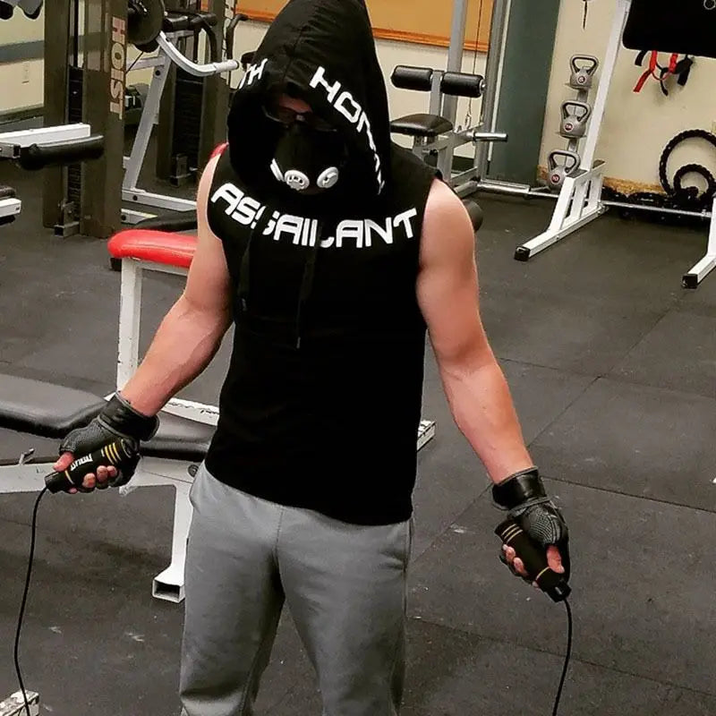 Men Hooded sleeveless Drawstring
