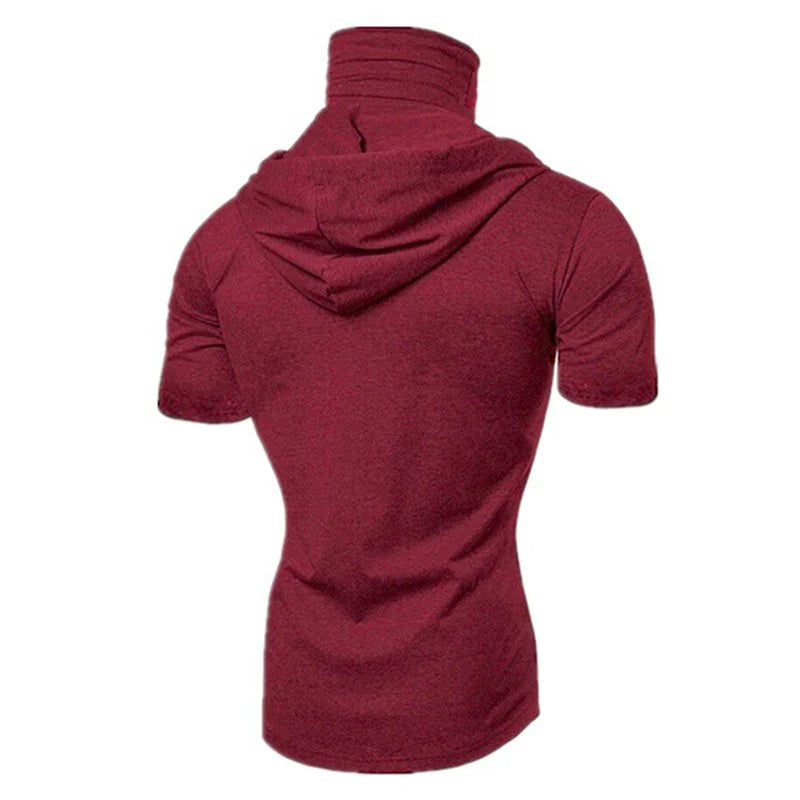 Short Sleeve Gym  Hoodies With Mask