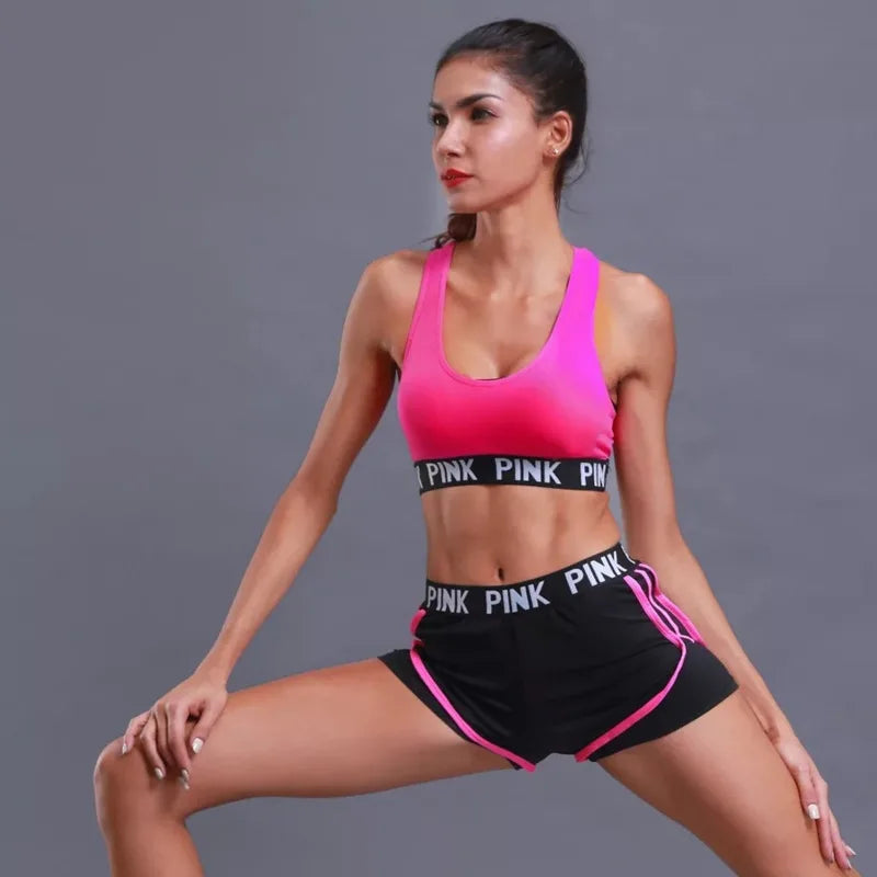 2 PC Set  Bra+Hip Lifting Sports Shorts Workout Set