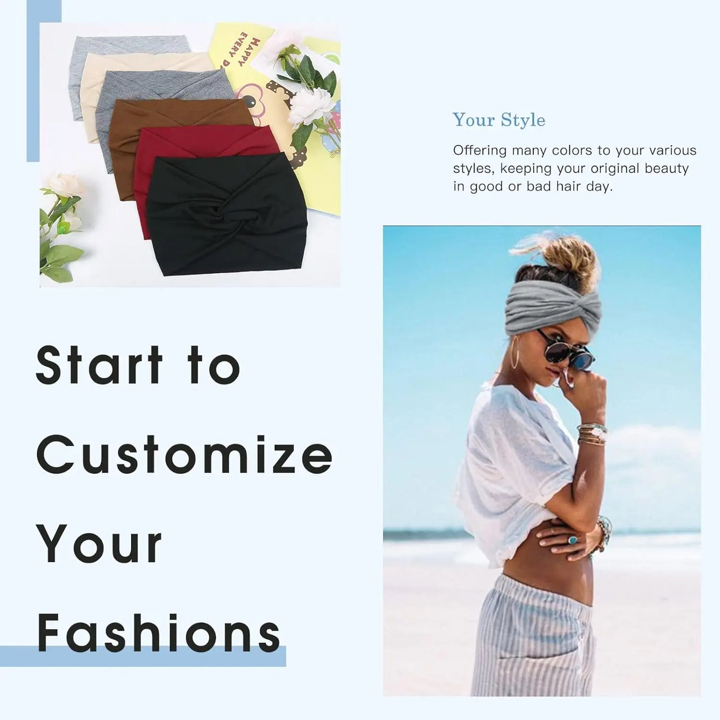4 Pcs Wide Headbands for Women