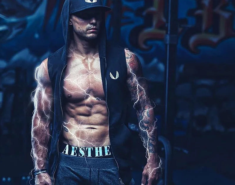 Men's Running Sleeveless Hooded Sweatshirts