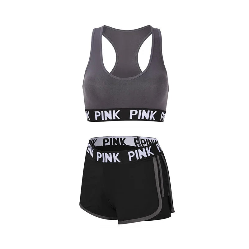 2 PC Set  Bra+Hip Lifting Sports Shorts Workout Set