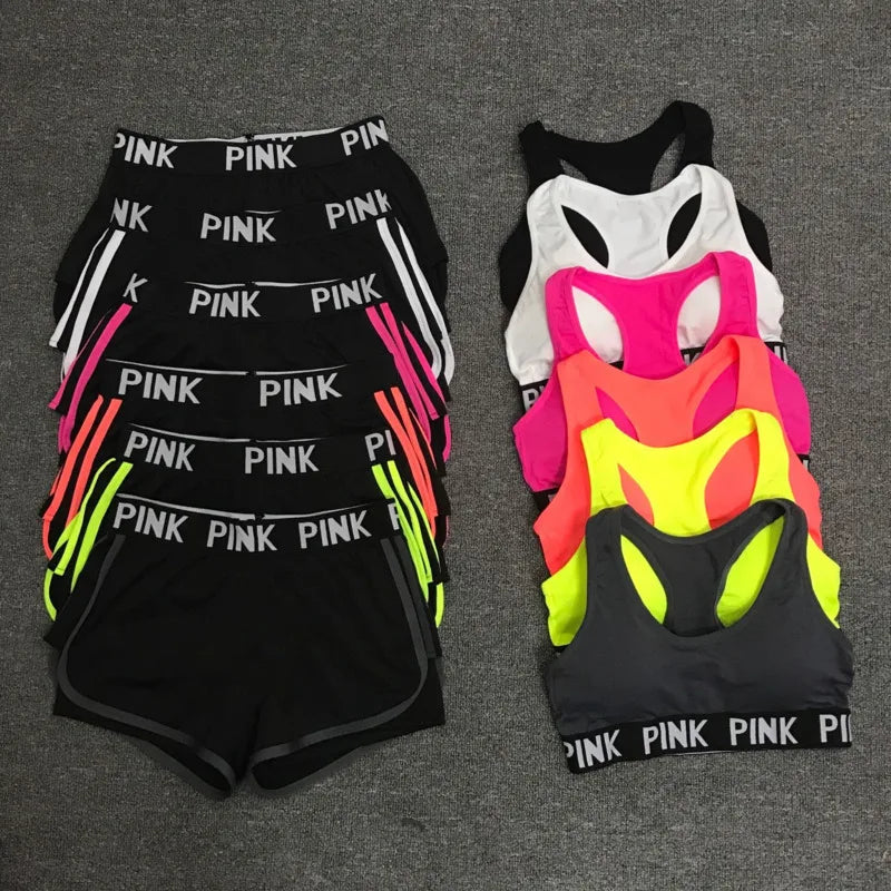 2 PC Set  Bra+Hip Lifting Sports Shorts Workout Set