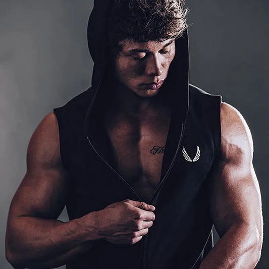 Men's Running Sleeveless Hooded Sweatshirts