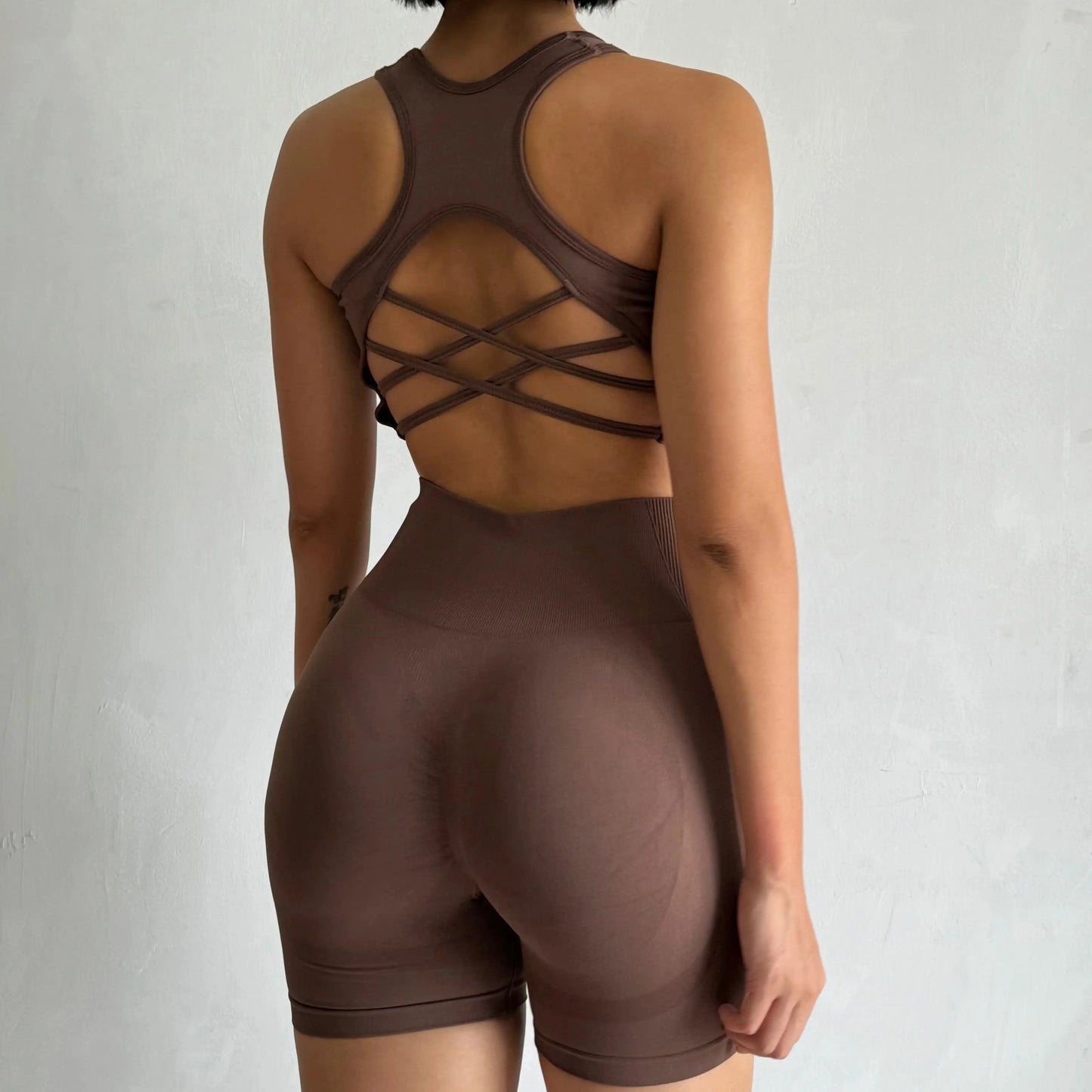 2 PCS  Yoga Set Sexy Sport Bra + High Waist Gym Shorts Gym