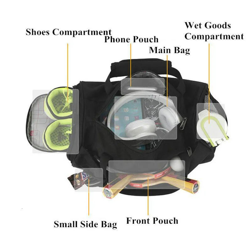 Men Dry Wet Separation Gym Bags For Outdoor Travel