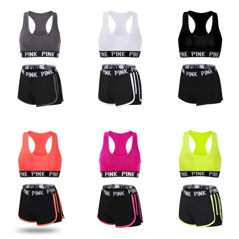 2 PC Set  Bra+Hip Lifting Sports Shorts Workout Set