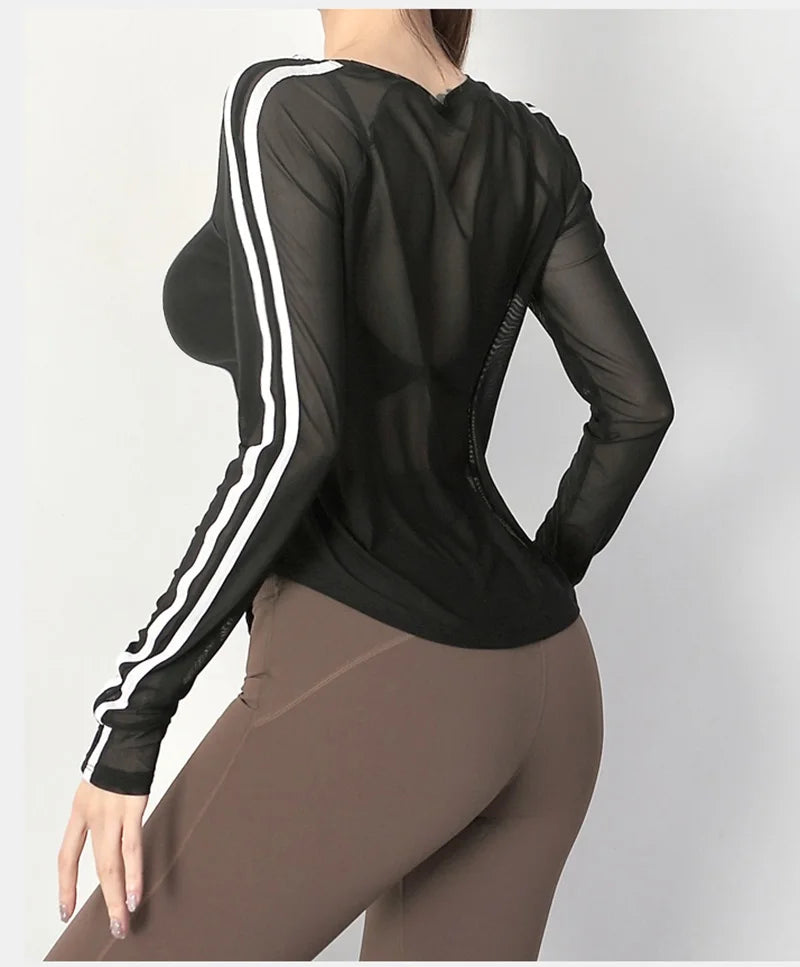 Women Gym T-Shirts Cover-up Long Sleeve Blouse Sportswear