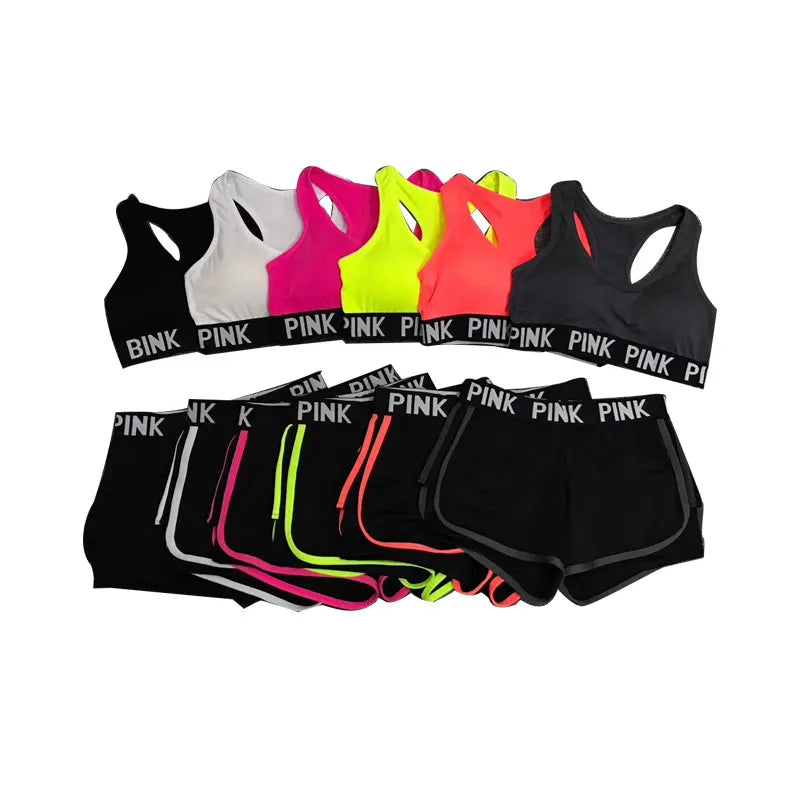 2 PC Set  Bra+Hip Lifting Sports Shorts Workout Set
