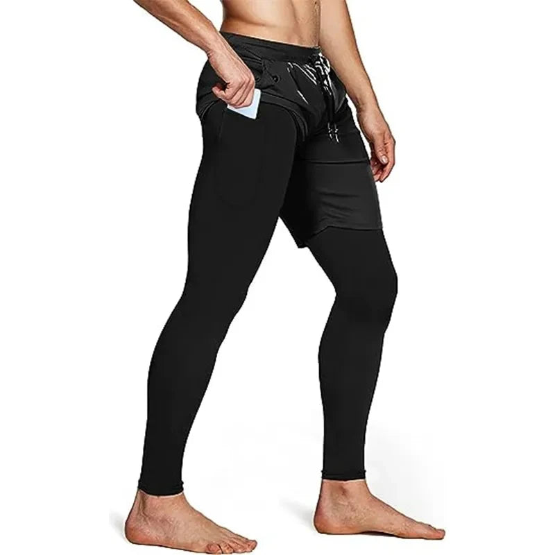Compression Running Pants Men Double-deck 2 in 1